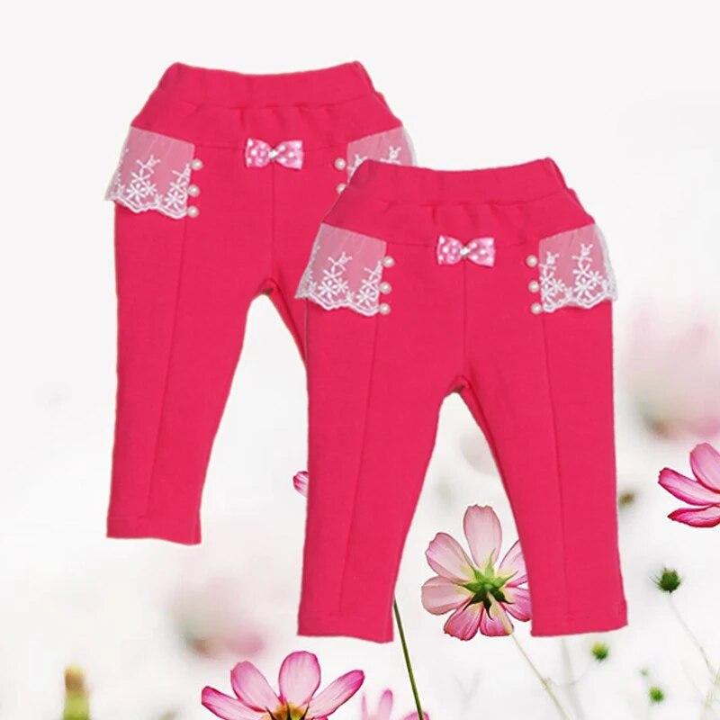 

2 шт./лот Little Q детская одежда в британском стиле кружевные лоскутные брюки с бусинами детская мягкая одежда из чистого хлопка модные брюки для девочек 90 ярко-розовый