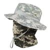 Camouflage Fischerhut mit Gesichtsmaske 2er Set Outdoor Taktischer Anglerhut Sommer Sonnenschutz für Wandern Training