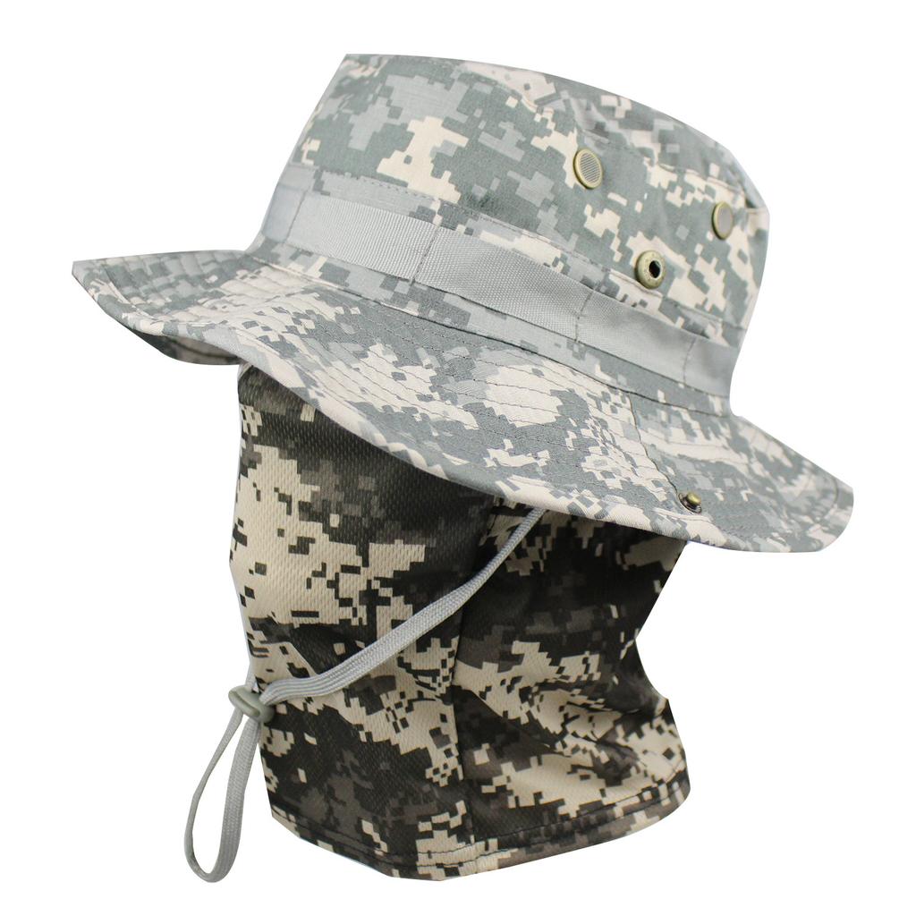 Camouflage Fischerhut mit Gesichtsmaske 2er Set Outdoor Taktischer Anglerhut Sommer Sonnenschutz für Wandern Training