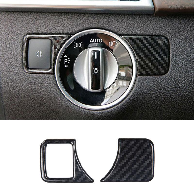 For Benz GLE GLS 2016-2019 Steel Carbon Fiber Headlight Lamp Switch Button Trim