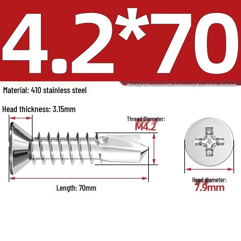 410 Stainless Steel Self-Drilling Flat Head Cross Countersunk Swallowtail Screws