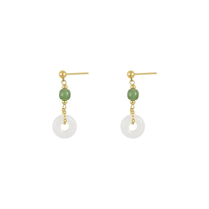 Women's Imitation Jade Tassel Earrings: Niche Design, High-End New Chinese Style