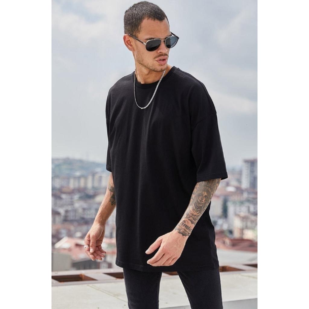 Men's Black Summer Oversize Short Sleeve Loose-cut T-shirt