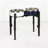 Wrought Iron Dog Bowl Stand Adjustable Width Single/Double Bowls Pet Feeder Rack Protect Cervical Spine Removable