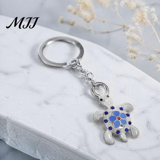 Alloy Key Ring Rhinestone Flower Turtle Keychain, Luxury Car Holder Ring, Keychain Pendant for Backpacks Handbag Decoration