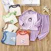 2026 Autumn Children's Round Neck Long Sleeve Set Baby Two Piece Set Cartoon Velvet Set