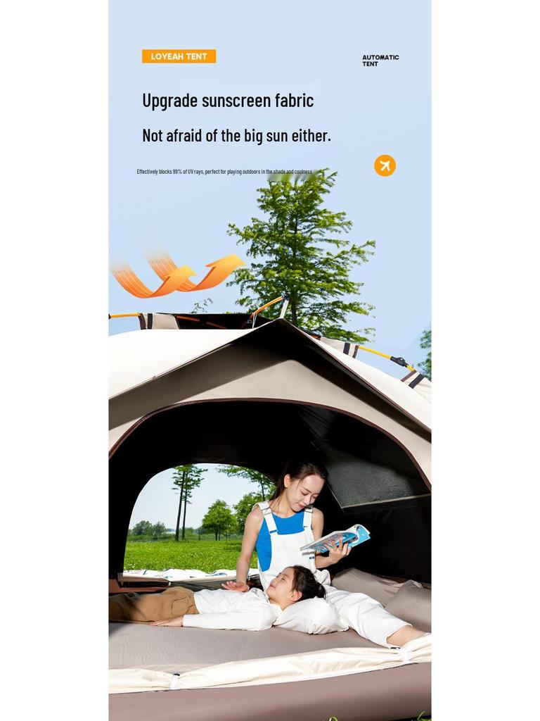 3-4 Person Fully Automatic Camping Tent, Thickened and Rainproof, Single/Double Layer