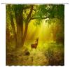 Tropical Jungle Landscape Shower Curtains Bathroom Decor Wild Animal Deer Parrot Toucan Leopard Home Bathtub Polyester Curtain