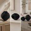 Textured Black Pottery Vase Modern for Model Room Styling