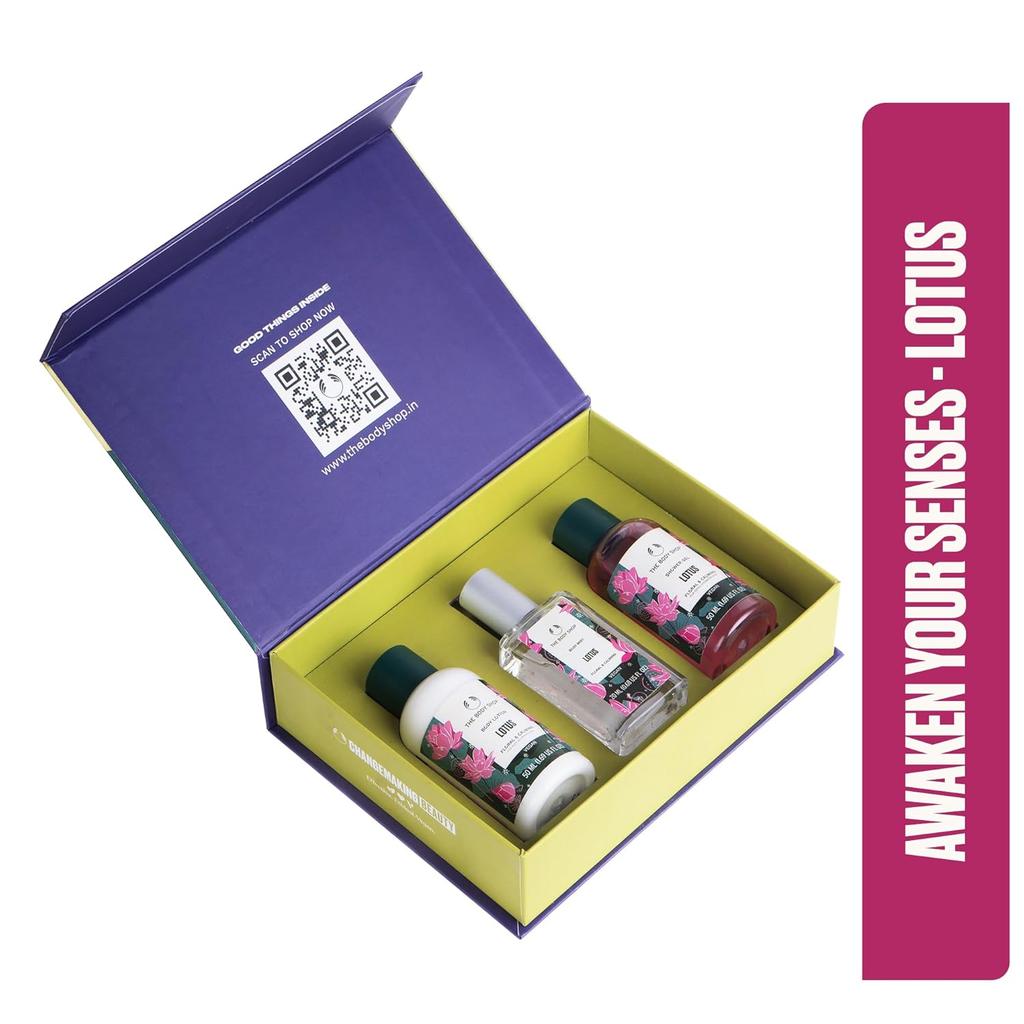 The Body Shop Lotus Shower Gel Body Lotion Body Mist Gift Set Hydrating Floral Bath Essentials