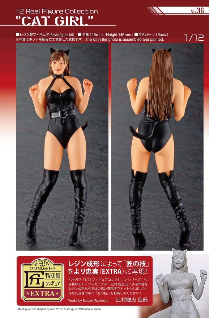 Hasegawa Real Figure Collection Cat Girl Unpainted Resin Kit SP578 1/12 No.36