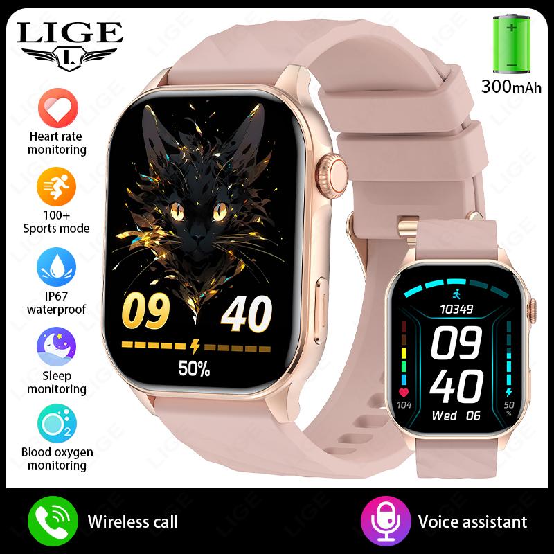 For Android iOS Smart Watch 2.01" Full Touch Screen Bluetooth Call Heart Rate Waterproof Sports Bracelet Smartwatch Women