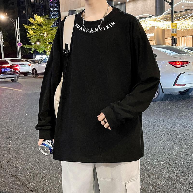 New Autumn and Winter Men's Sweatshirt Casual and Versatile Long-sleeved T-shirt Embroidered Round Neck Heavy Sweatshirt