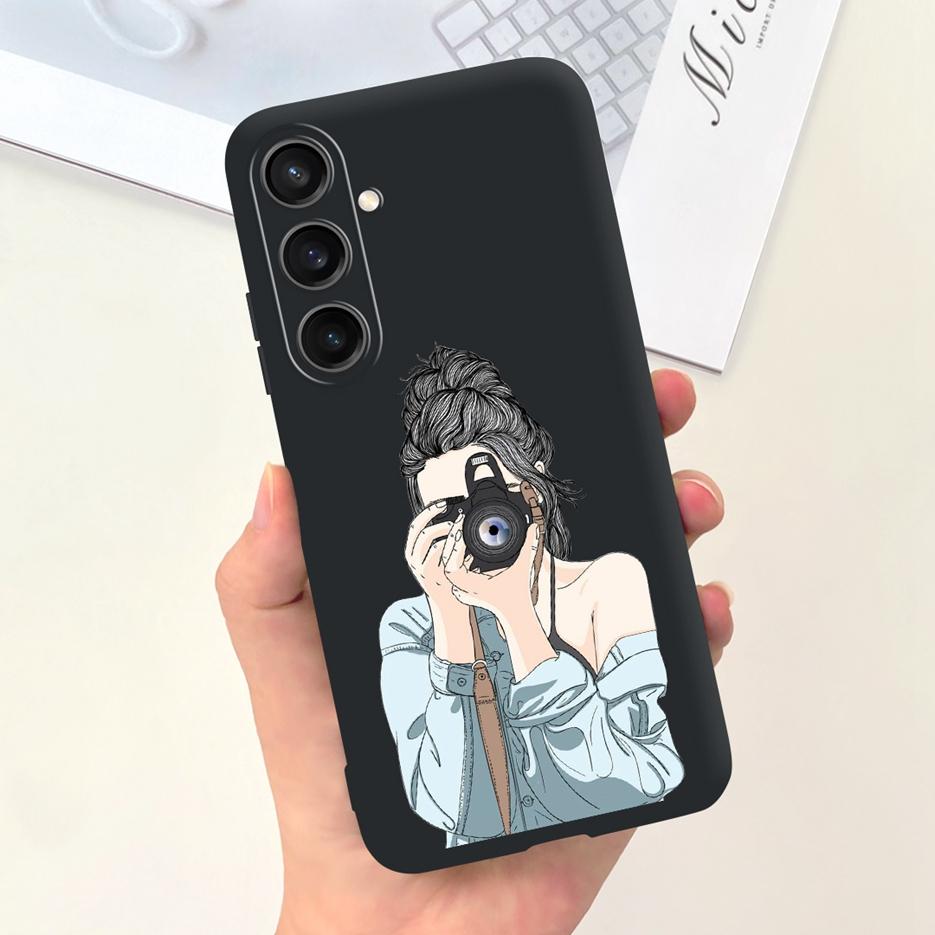 For Samsung Galaxy A55 Case Pretty Cartoon Girls Sunflower Cover Soft TPU Phone Case For Samsung A15 A25 A35 A55 5G Fundas Coque