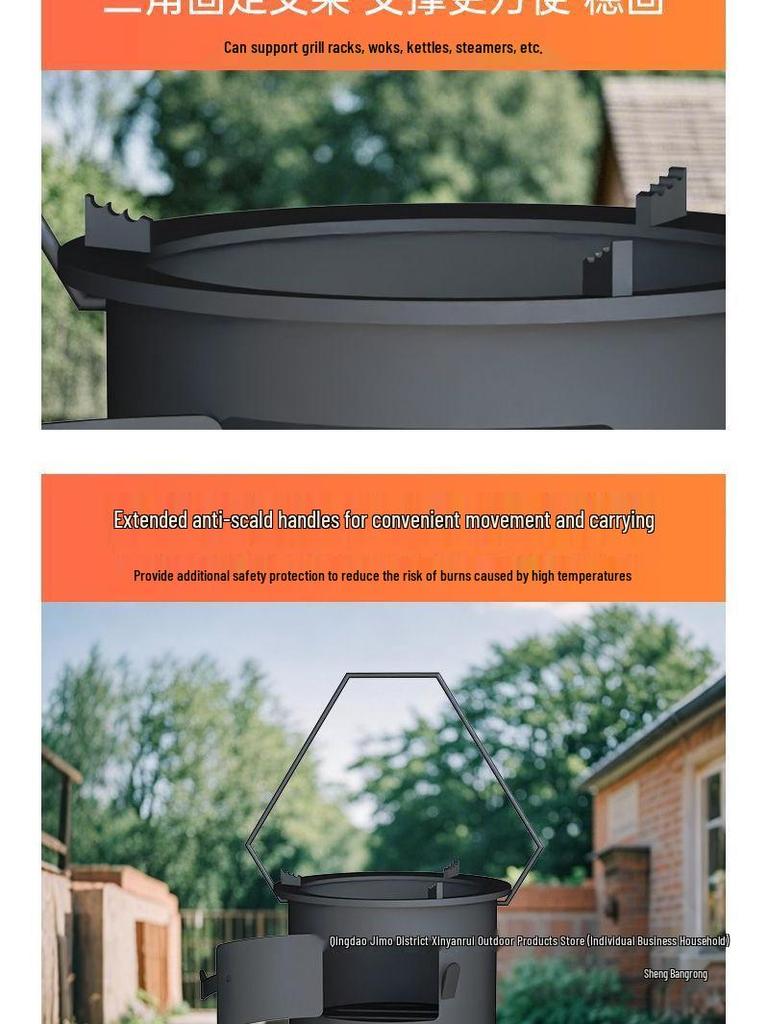 Portable Outdoor Firewood Stove: Multi-Functional and Thickened for Camping, Picnics, and Tea Brewing