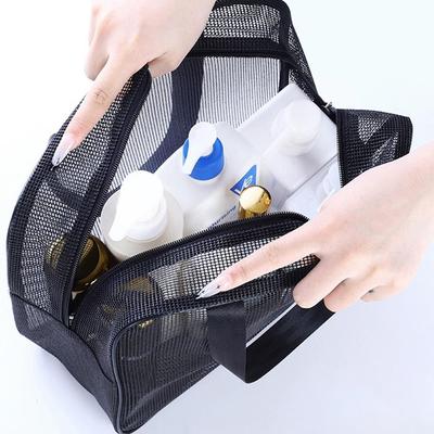 New Portable Bathing Bag Mesh Shower Toiletry Pouch Travel Makeup Storage Holder Big Pockets Bathroom Carry Tote
