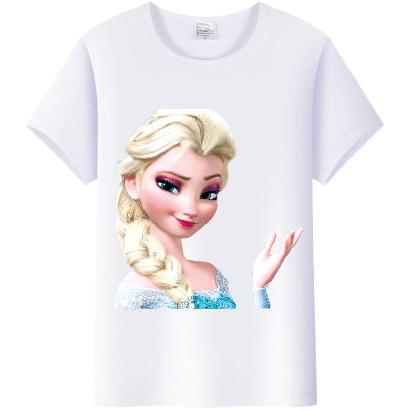 Vintage Disney Cartoon Woman Summer Tees Frozen Elsa Anna Princess Top White Ladies T-Shirts 90S Clothes Plus Size Gothic Blouse