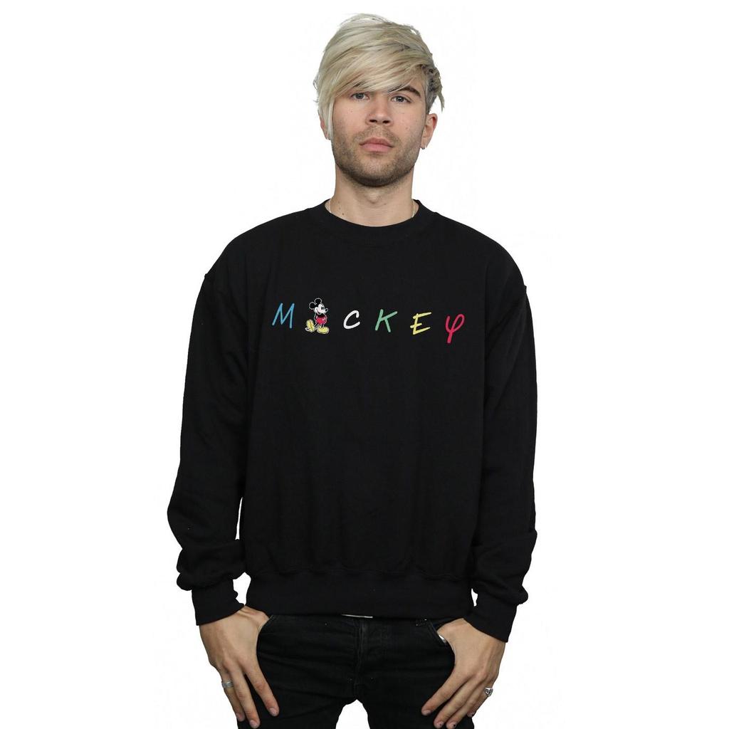 Disney Mens Mickey Mouse Wording Logo Sweatshirt