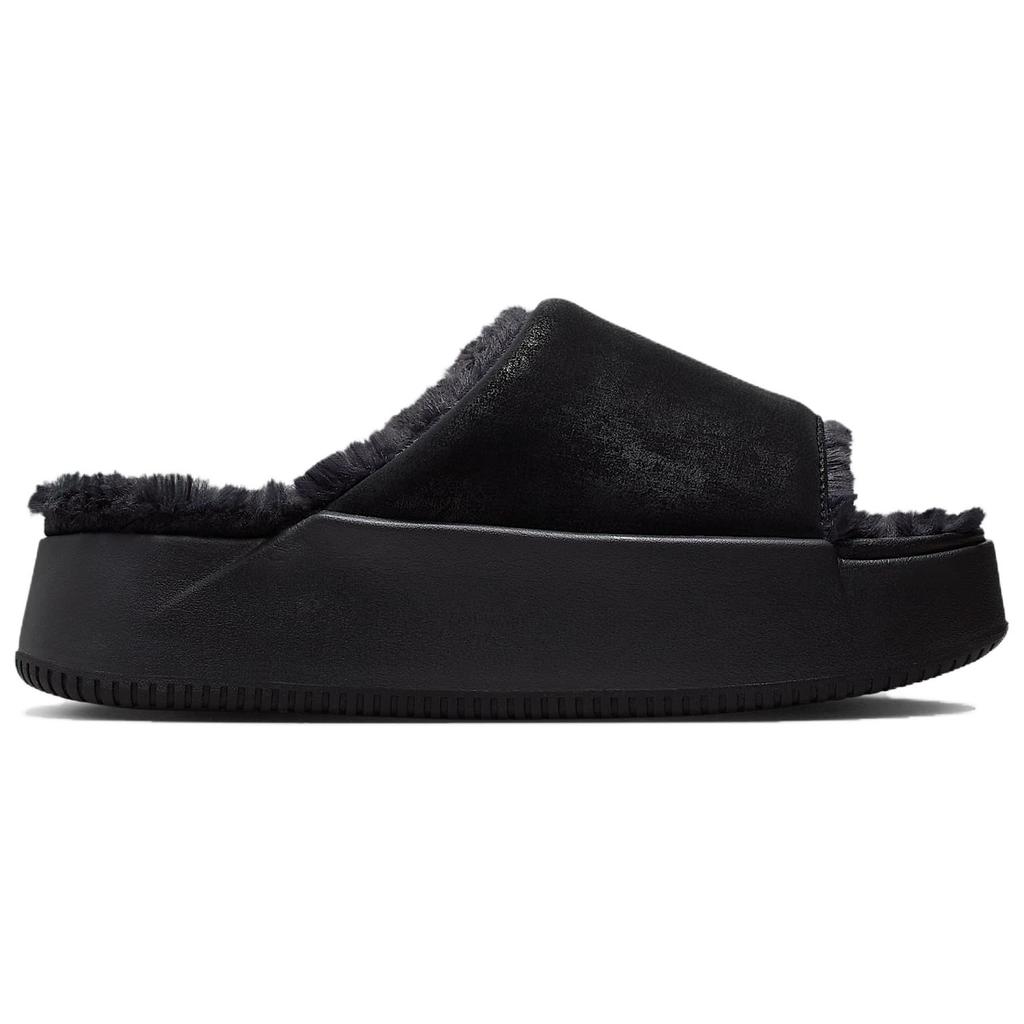 Nike Calm Elevation Fur Comfortable Versatile Slide Sandals Women Footwear Black HV8560-001