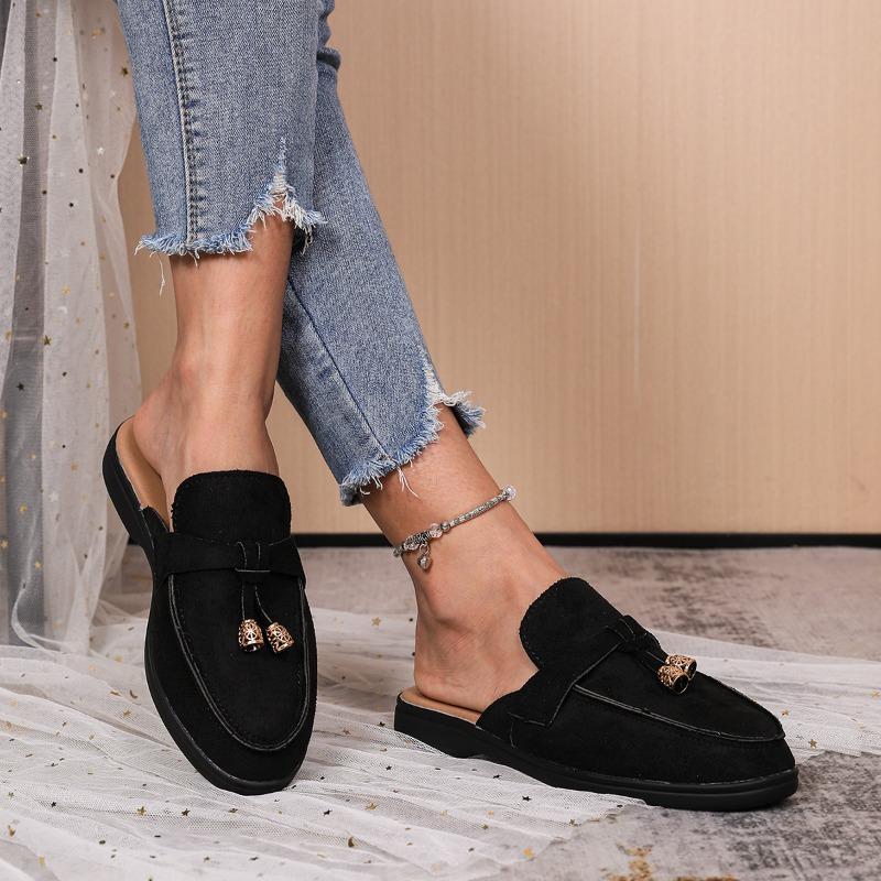 Women's Spring New Women's Wrap Head Half Drawback Wearing One Pedal Muller Lazy Shoes Casual Half Drawback