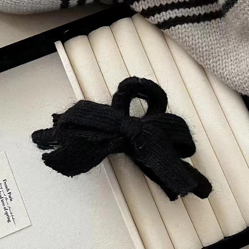 Gestrickte Schleife Haarspange Hochwertige Handgefertigte Webart Plüsch Haarklammern Haiklammern Herbst Winter Haaraccessoires