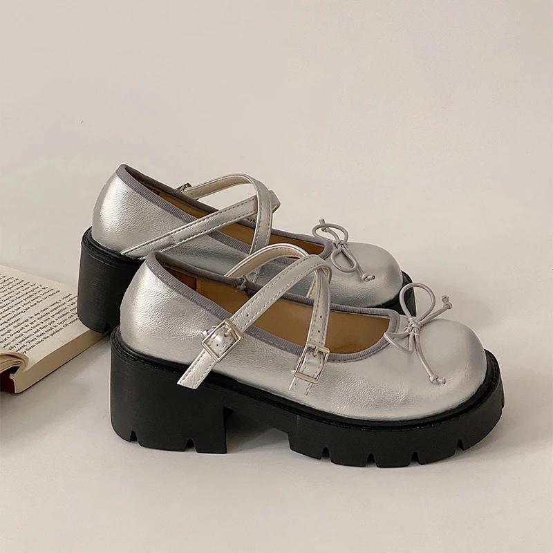 Fashion Spring Autumn Women Mary Jane Shoes Fashion Shallow Buckle Ladies Pumps Elegant Outdoor Thick Heel Shoes Platform Shoes