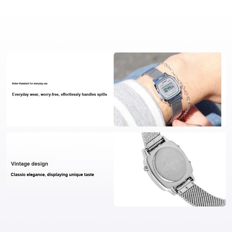 Casio Retro Small Dial Waterproof Watch Stainless Steel Band Quartz Movement Women watches Gray LA670WEM-7