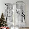2Pcs Polyester Merry Christmas Snowy Printing Window Curtains Birthday Party Decoration Backdrop Drapes for Living Room