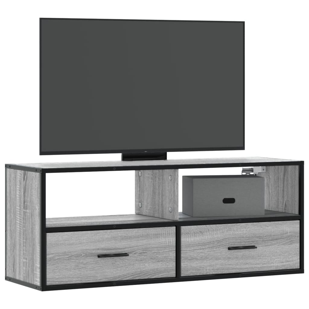 TV Stand Grey Sonoma 100 x 31 x 39.5 cm Particleboard and Metal