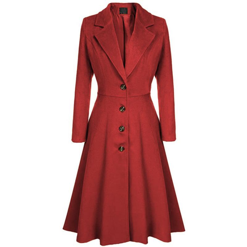 

Осень и зима Новое женское шерстяное пальто с длинными рукавами Модный повседневный тренчкот для женщин XXXL