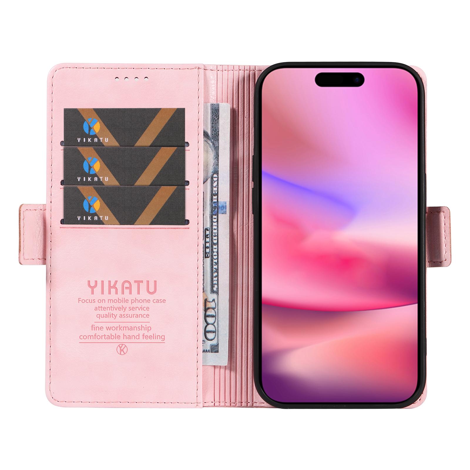 

YIKATU YK-007 для iPhone 16 Чохол Litchi Texture Leather Phone Cover with Wallet Stand
