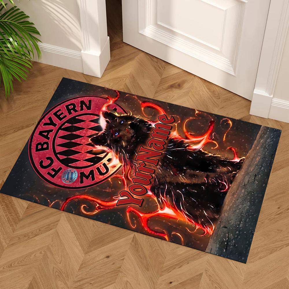 Bayern Munich Personalized Name Area Rug Perfect for Dormitory Hallway Balcony Playrooms Antislip Carpet Anime Office Decor Wedding Party Gift