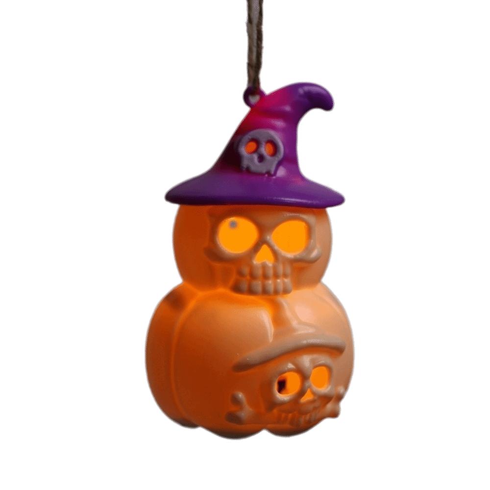 Skeleton Pumpkin Nightlight Button Cell Battery Operated LED Glowing Spooky Tabletop Lamp Aesthetic Plastic Halloween LED Decor
