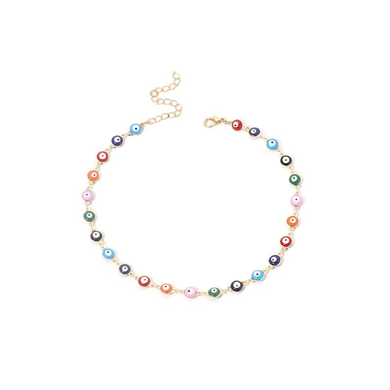 New Accessories, Bohemian Color Vintage Devil's Eye Necklace Bracelet Ankle Set