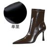 European and American Fashion Banquet Women's Short Tube Thin Heel Super High Heel Pointed Winter Side Zipper Short