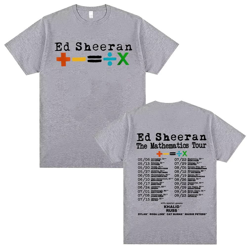 Summer Ed Sheeran Mathematics Tour Graphic Men Women Harajuku Retro 90s Hip Hop 100% Pure Cotton Printed T-shirt