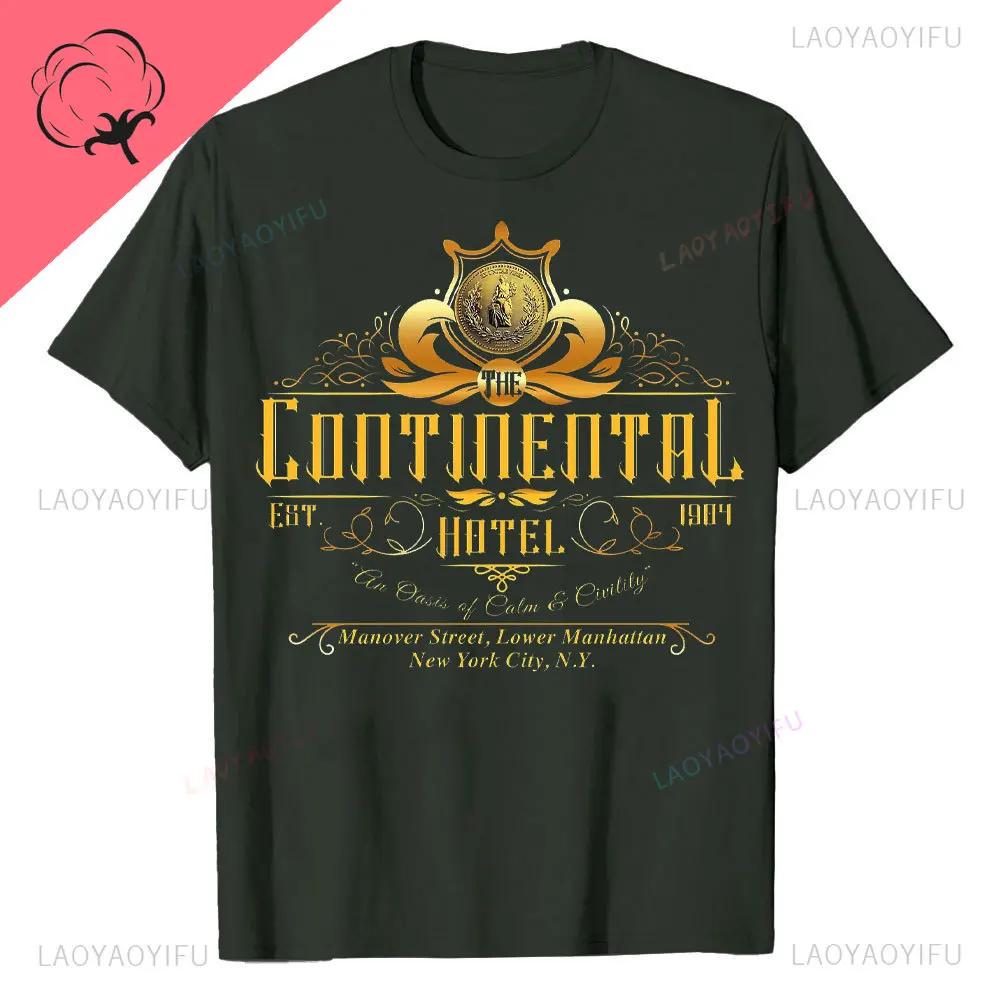 John Wick Movie Printed T Shirt Continental NYC Adult Short Sleeve Action Thriller Vintage Style Graphic Oneck Summer Tees