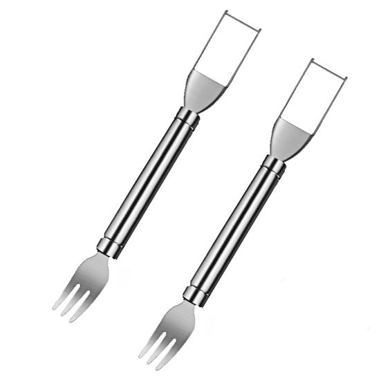 Watermelon Cutter Stainless Steel 2-in-1 Fruit Fork Cutting Tool Double Head Fruit Slicer Portable Watermelon Slicer Kitchen Fruit Cutter Machine