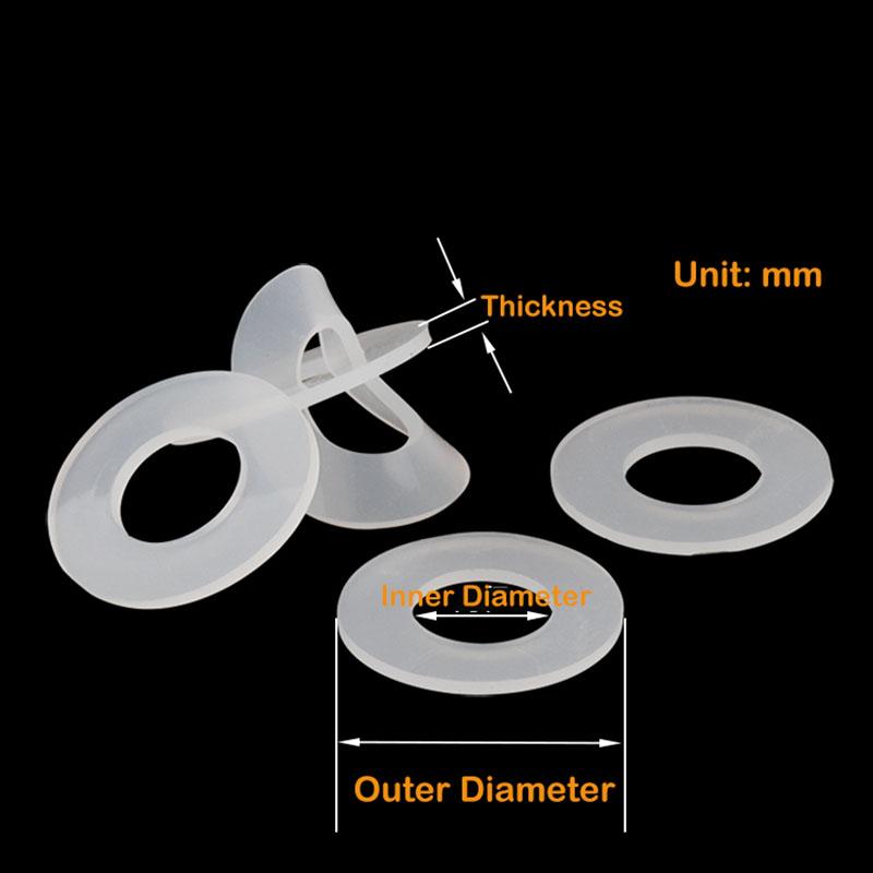 Weißer Ultra-dünner Weicher Silikon-Dichtring M2 M2.5 M2.7 M3 M4 M5 M6 M7 M8 M10 M12 Flachdichtung O-Ring Silikon-Dichtring Unterlegscheibe