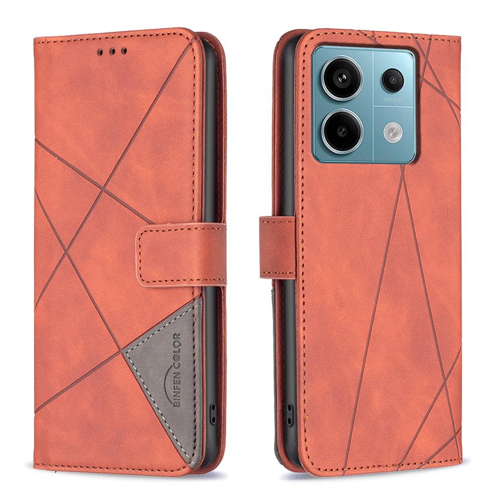 BINFEN COLOR For Xiaomi Redmi Note 13 Pro 5G/Poco X6 5G Phone Cases Wallet Stand Geometry Imprinted Leather Cover