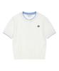 Wacky Willy Women'S Lily Wappen Round Neck Short Sleeve Cardigan White