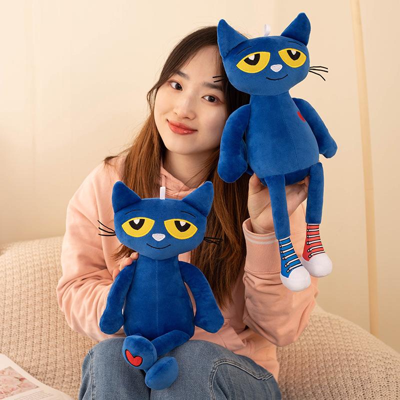 40CM Cartoon Anime Pete The Cat Plush Toys Blue Cat Stuffed Soft Animal Doll Birthday Gift for Children