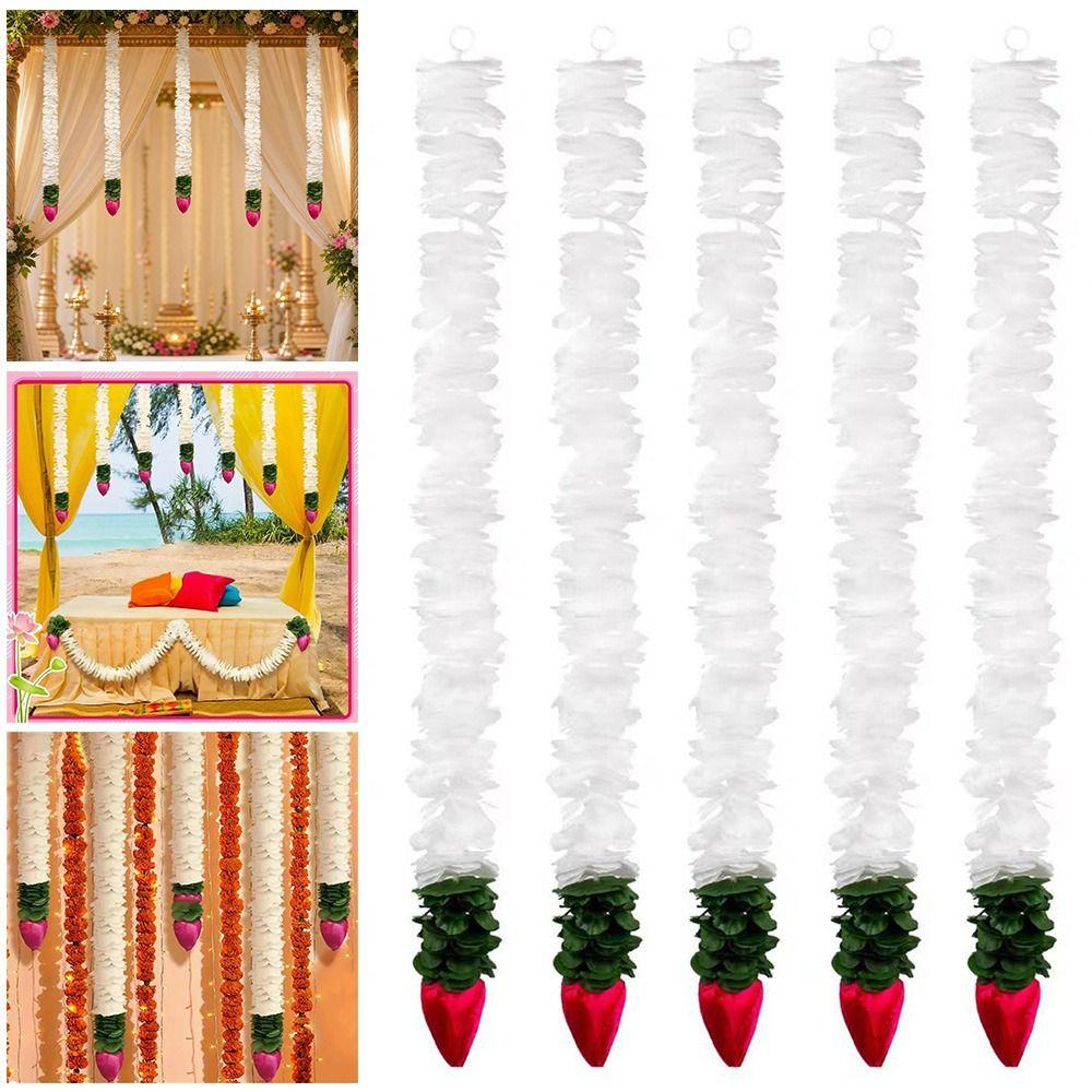 1/3Pcs White Floral Artificial Jasmine Garland Plastic Lotus Bud Garland Wedding Decor