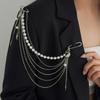Broches de Cadena con Borlas de Múltiples Capas con Perlas y Cristales de Estilo Múltiple Doble Solapa para Mujeres Joyería Decorativa para Trajes Minimalistas