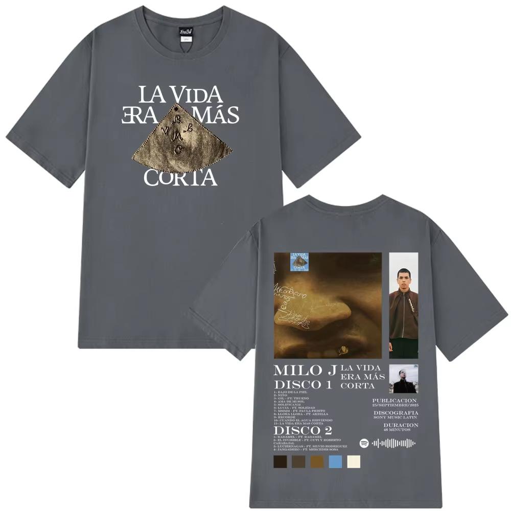 Rapper Milo J La Vida Era Mas Corta Album T Shirt Men Women Hip Hop T-shirt Cotton Casual Short Sleeve Male T-shirt