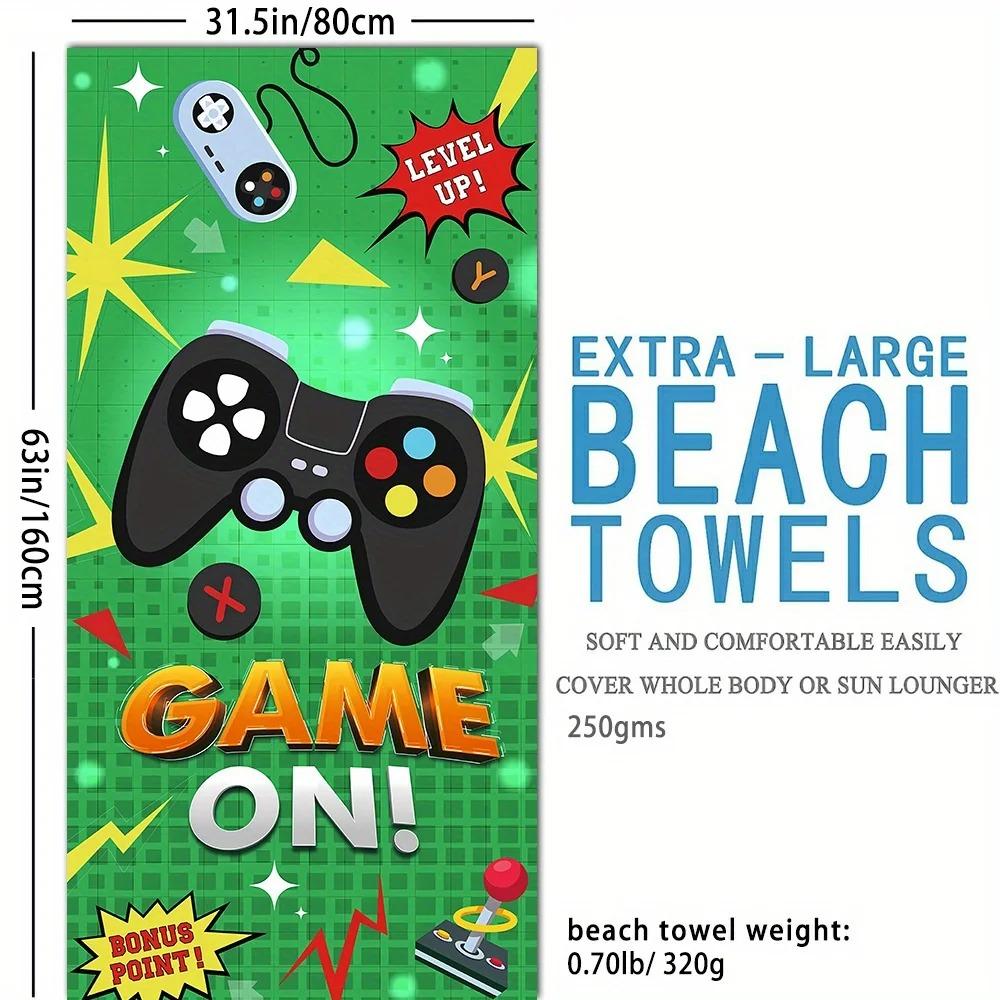 Game Handle Large Beach Towel - Super Absorbent, Quick Dry, Modern Design for Beach and Pool, Easy Care