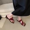 Beautiful gentle slope heel slippers women's summer wear 2025 new square head open-toed high-heeled cool slippers