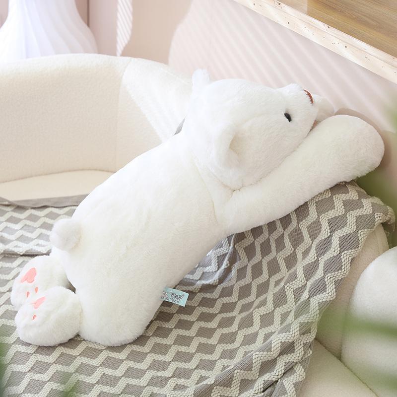 

New Cute Plush Lying Sleeping Bear Pillow Kawaii Long Arm Polar Bear Dolls Bed Cushion Stuffed Soft For Children Kids Gifts 60cm білий