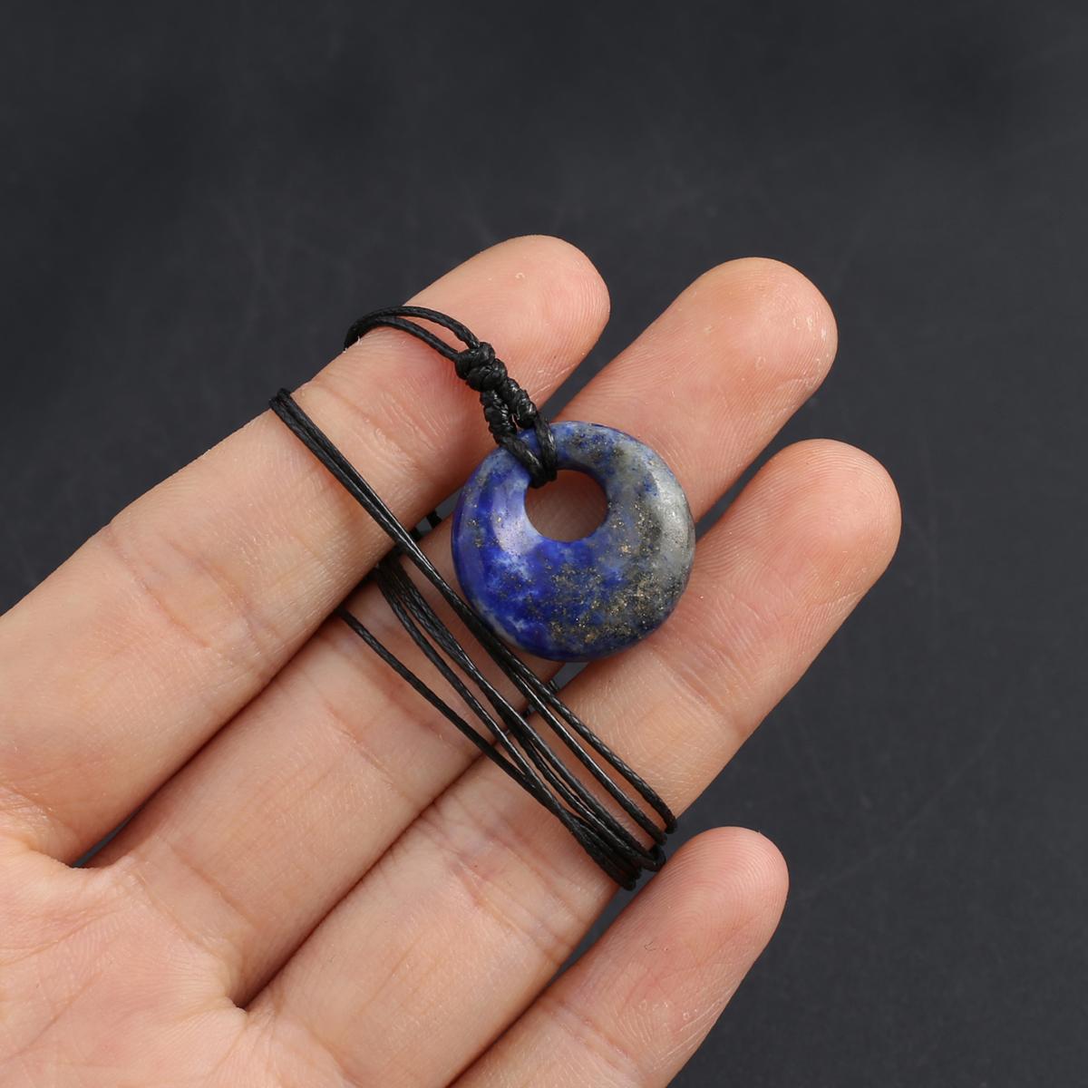 

1шт кристалл ожерелье кулон, круглый натуральный камень агат содалит нефрит аметист драгоценный камень кулон ожерелья для женщин мужчин ювелирные изделия подарки на день рождения 18 мм 1Pc-Lapis Lazuli/18mm