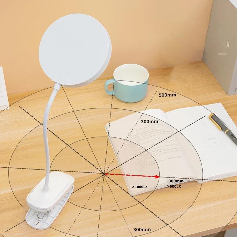 Table Lamp USB Rechargeable Desk Lamp With Clip Bed Reading Book Night Light LED Touch 3 Modes Dimming Eye Protection Light